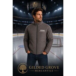Vegas Golden Knights Station Casino Gray Puffer Jacket Size L NEW NHL Hockey